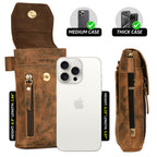 Leather Phone Holster Pouch - Rustic Brown