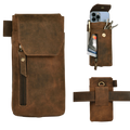Leather Phone Holster Pouch - Cappuccino Brown Leather Village