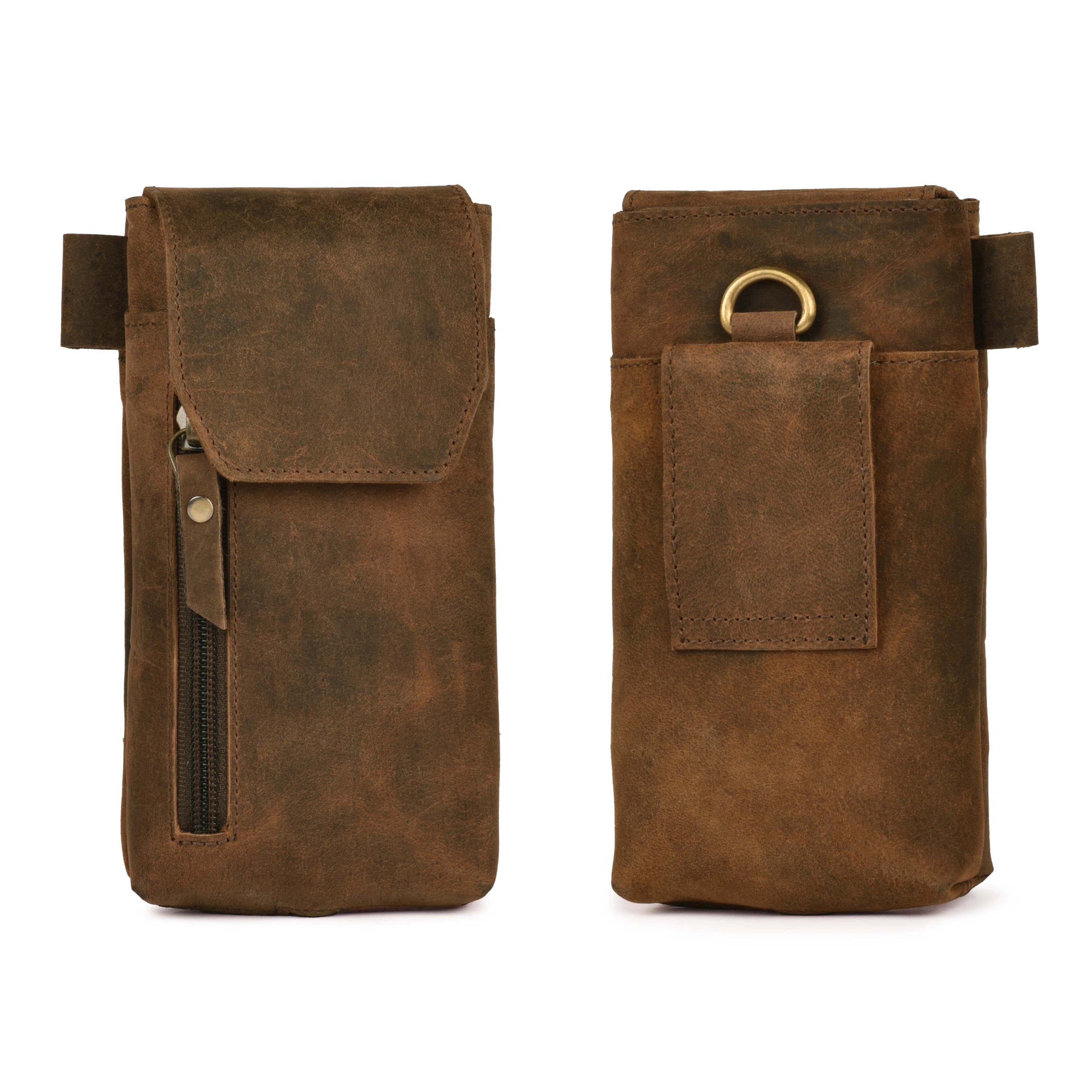 Leather Village Genuine Leather Phone Holster Pouch with Belt Clip, Magnetic Closure, ID Card Holder - Universal Case for iPhone, Samsung Galaxy, Google Pixel