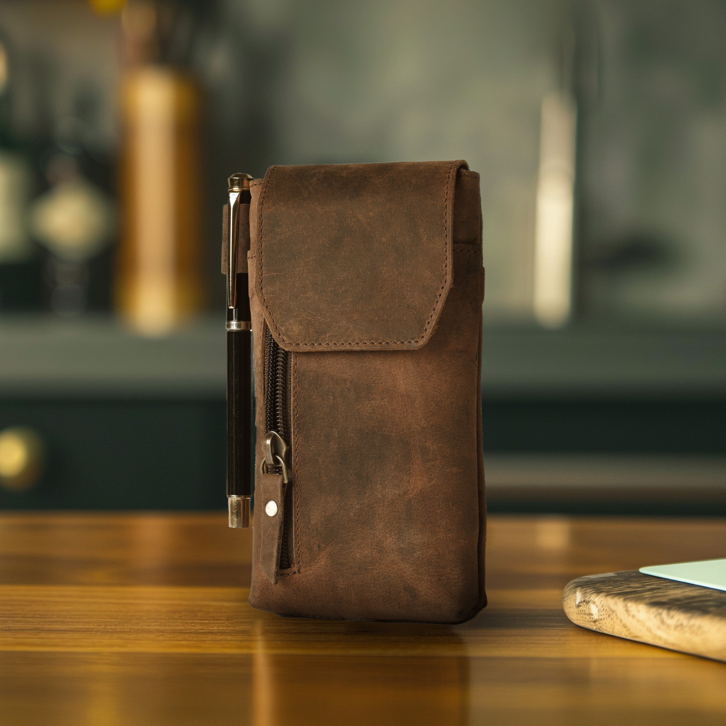 Leather Village Genuine Leather Phone Holster Pouch with Belt Clip, Magnetic Closure, ID Card Holder - Universal Case for iPhone, Samsung Galaxy, Google Pixel