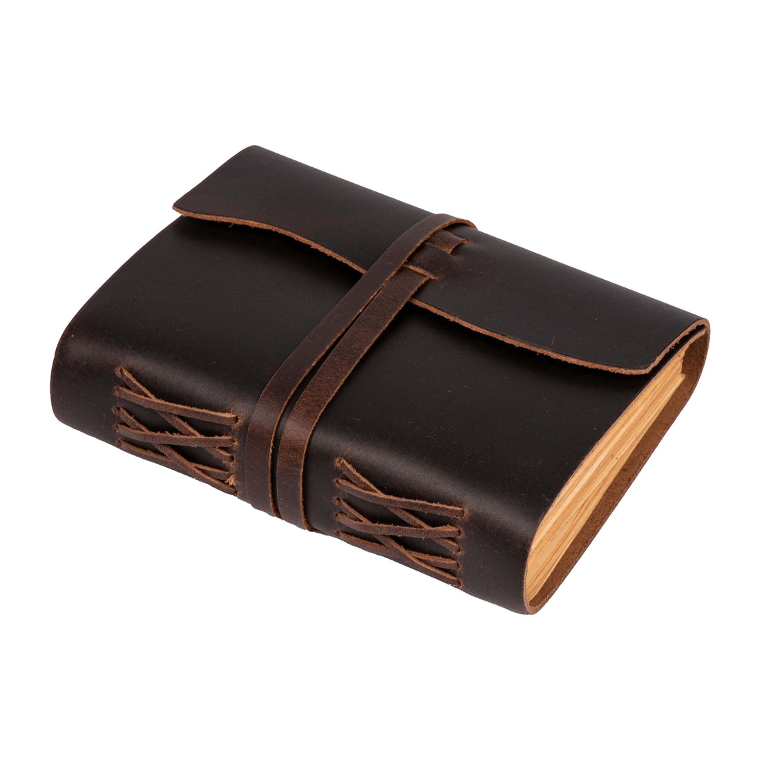 Chocolate Brown Color - Leather Bound Travel Journal Notebook Planner - Blank Paper - 220 Pages