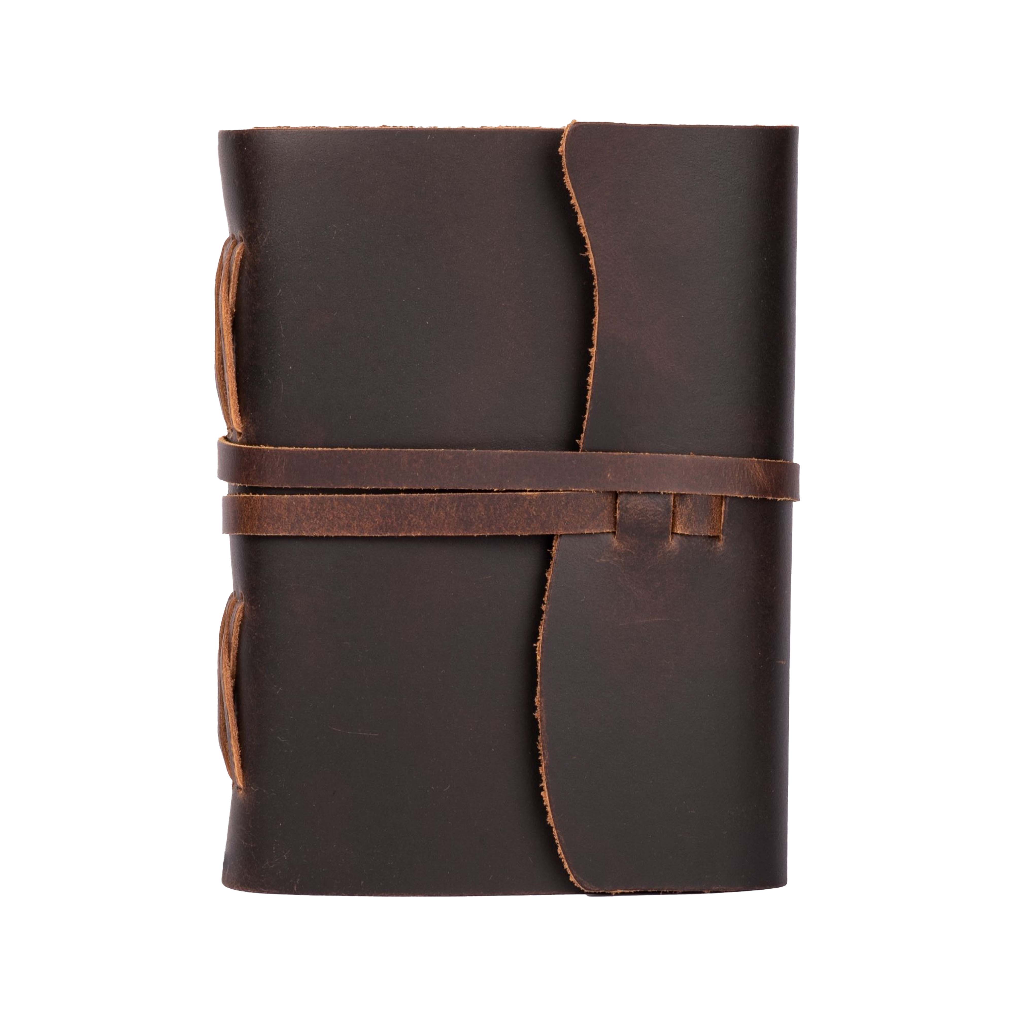 Chocolate Brown Color - Leather Bound Travel Journal Notebook Planner - Blank Paper - 220 Pages