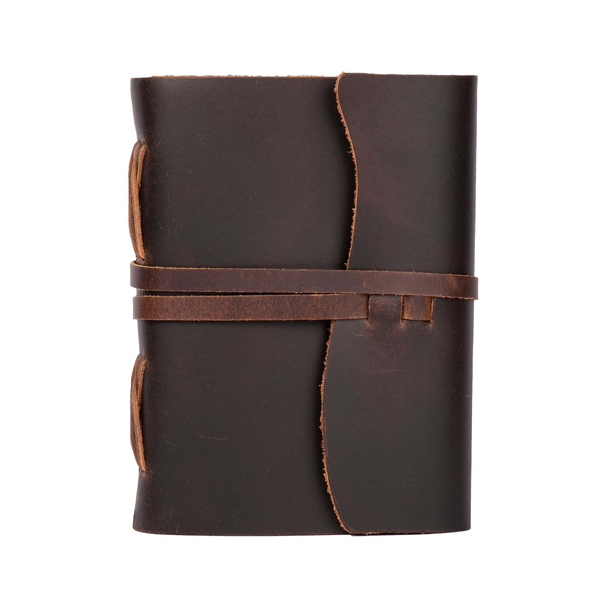 Chocolate Brown Color - Leather Bound Travel Journal Notebook Planner - Blank Paper - 220 Pages