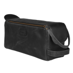 Leather Toiletry Bag for Travel - Black