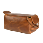 Leather Toiletry Bag for Travel - Tan