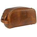 Tan Leather Toiletry Bag for Travel