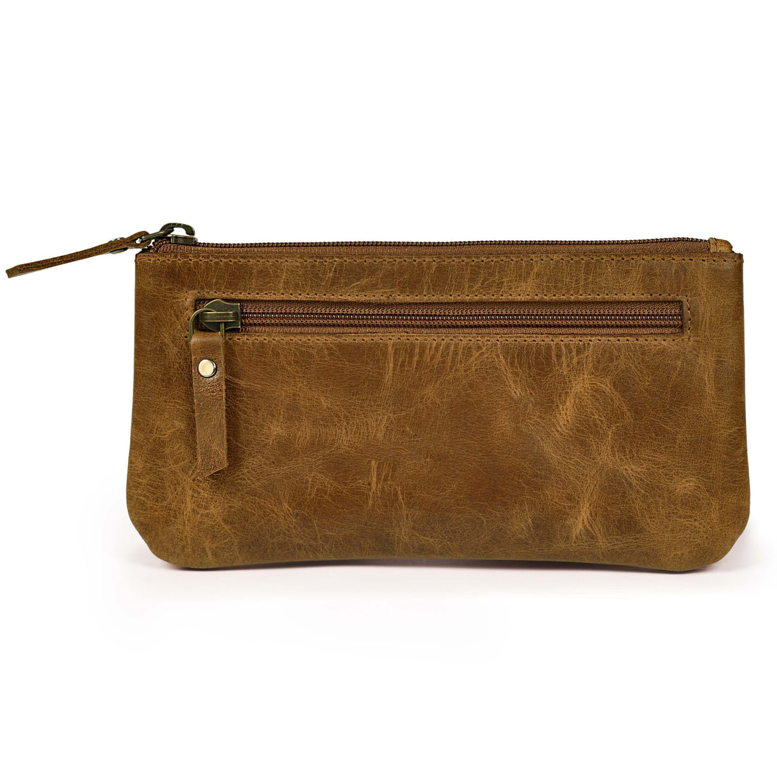 Leather Pencil Pouch Pen Case - Tan