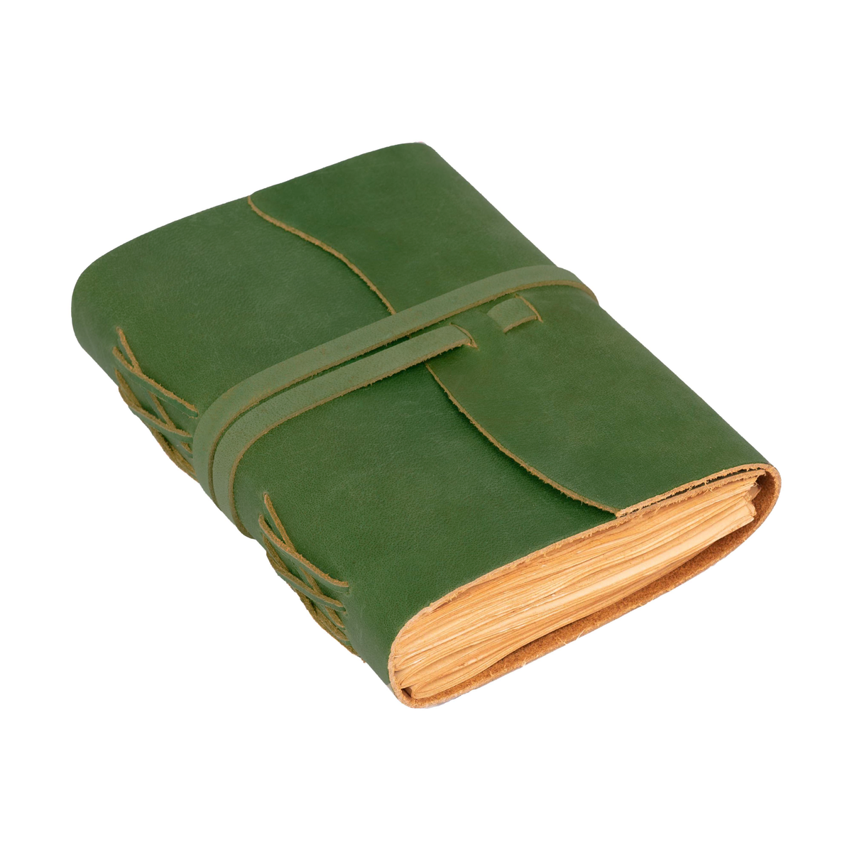 Green Color - Leather Bound Travel Journal Notebook Planner - Blank Paper - 220 Pages