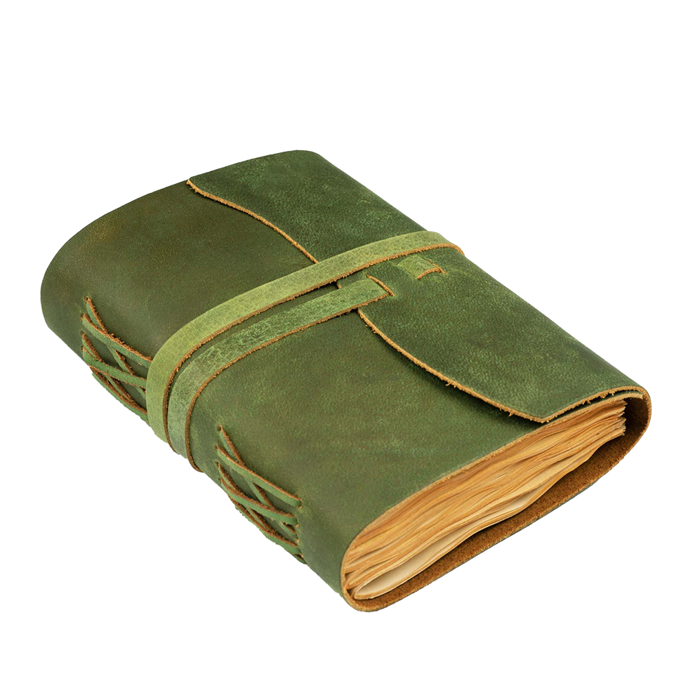 Vintage Paper Leather Notebook-Green Leather Village