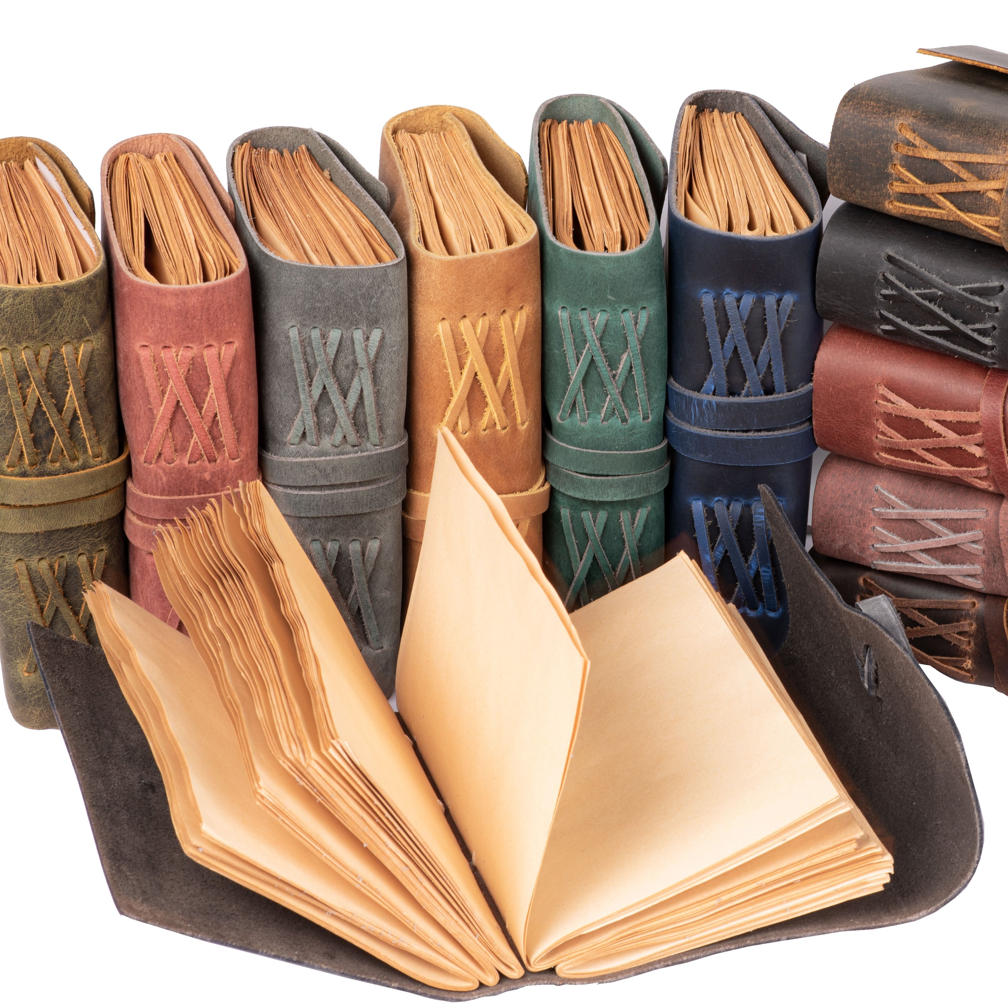 Vintage Paper Leather Notebook-Green Leather Village