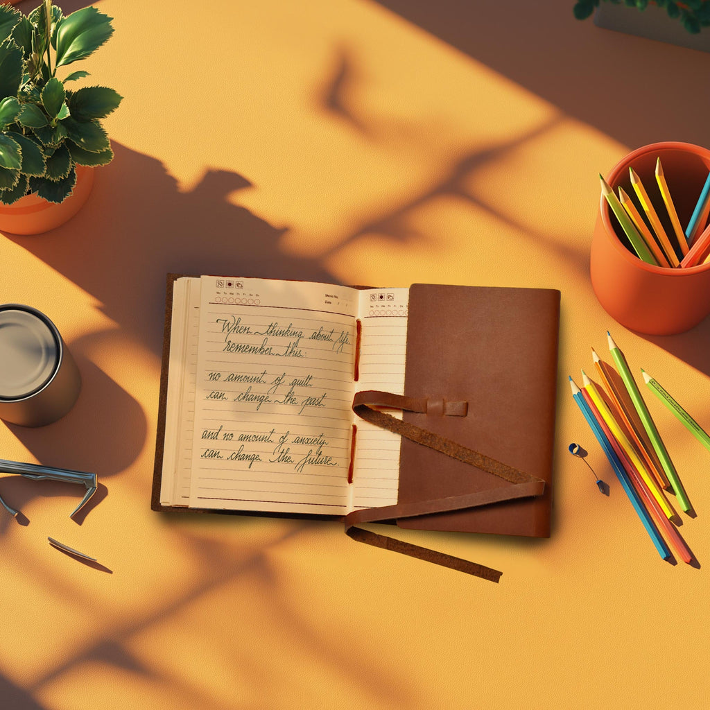 Leather Village antique style lined writing notebook