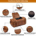 Leather Village Genuine Leather Travel Toiletry Organizer with Zipper Pockets