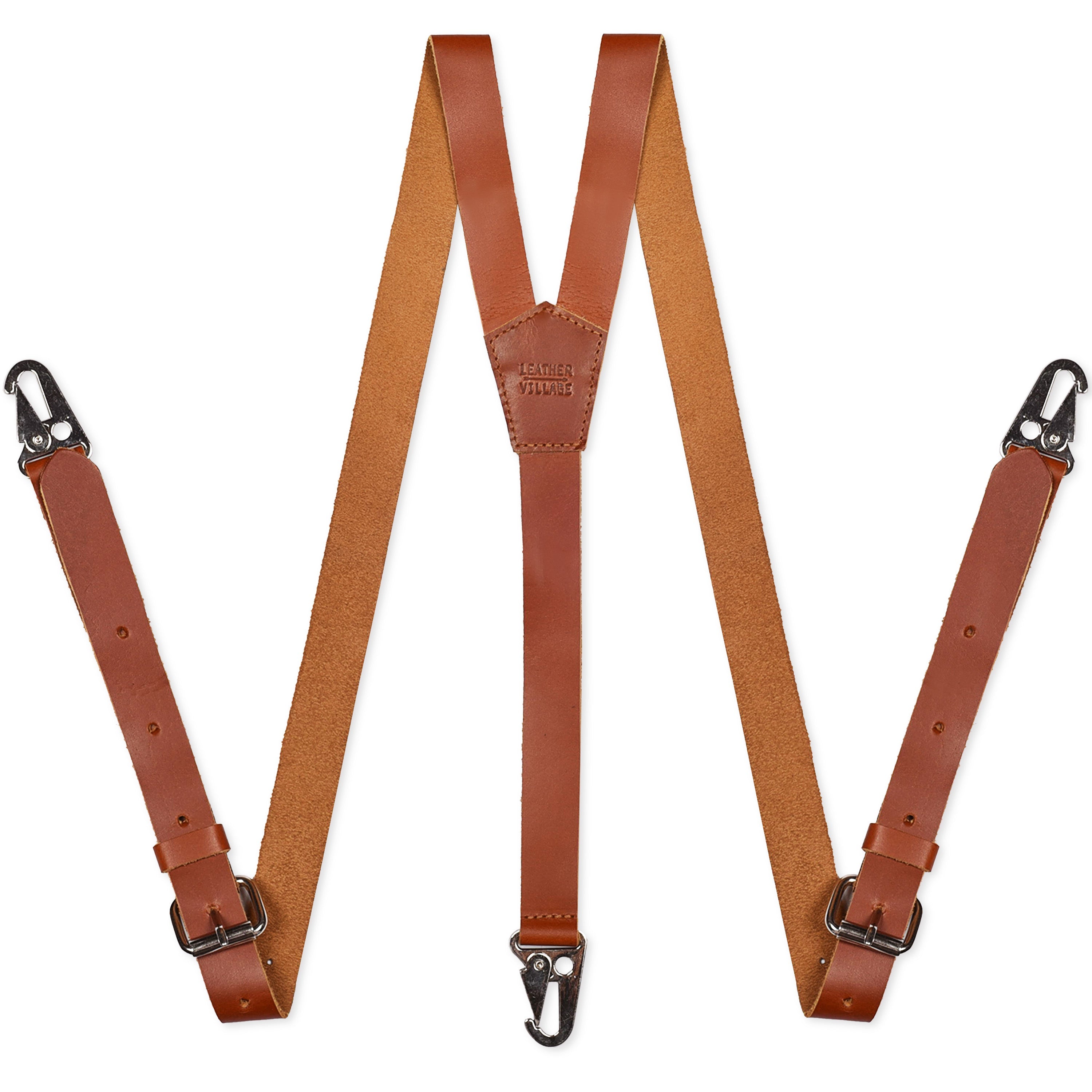 Leather Suspenders for Men & Women Adjustable Y-Back Braces with Snaps Vintage Classic Style for Any Occasion Leather Village