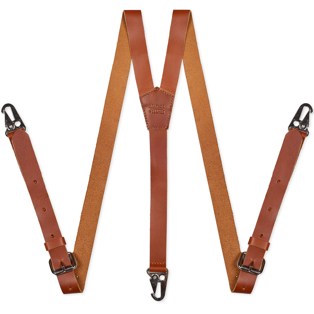 Leather Suspenders for Men & Women Adjustable Y-Back Braces with Snaps Vintage Classic Style for Any Occasion