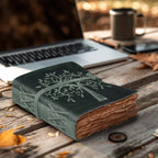 Tree of Life Leather Journal- Aqua Leather Village