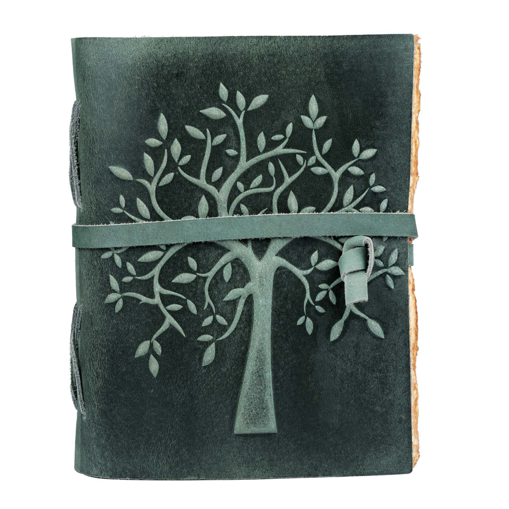 Tree of Life Leather Journal- Aqua Leather Village