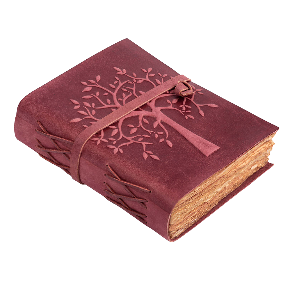 Tree of Life Journal- Fuchsia Leather Village