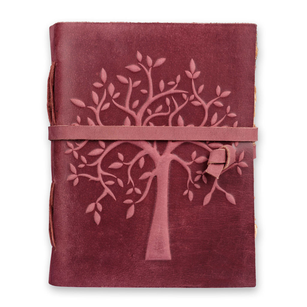 Tree of Life Journal- Fuchsia Leather Village