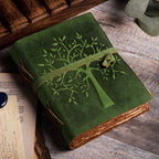 Tree of Life Leather Journal- Green Leather Village