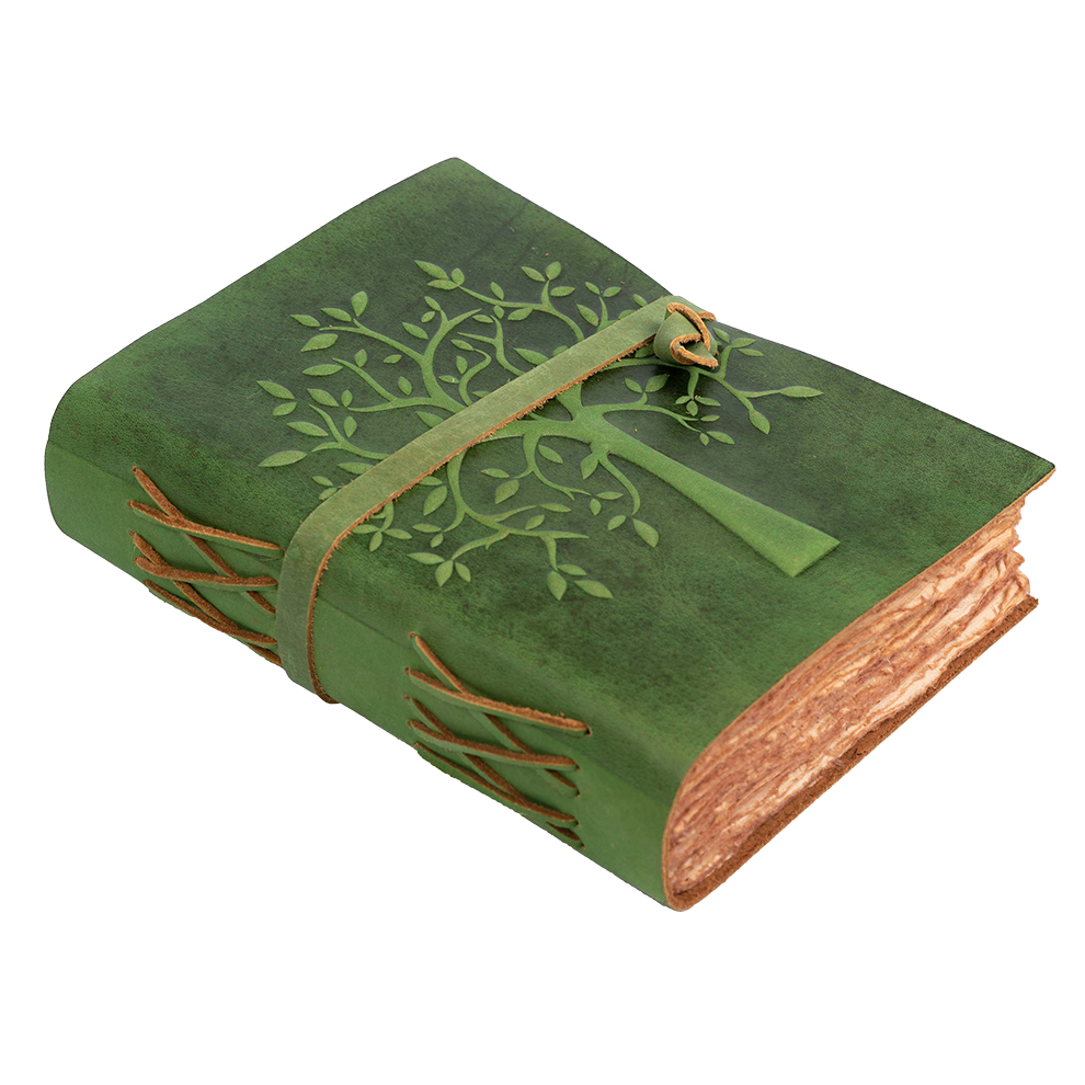 Tree of Life Leather Journal- Green Leather Village