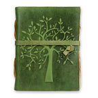 Tree of Life Leather Journal- Green Leather Village