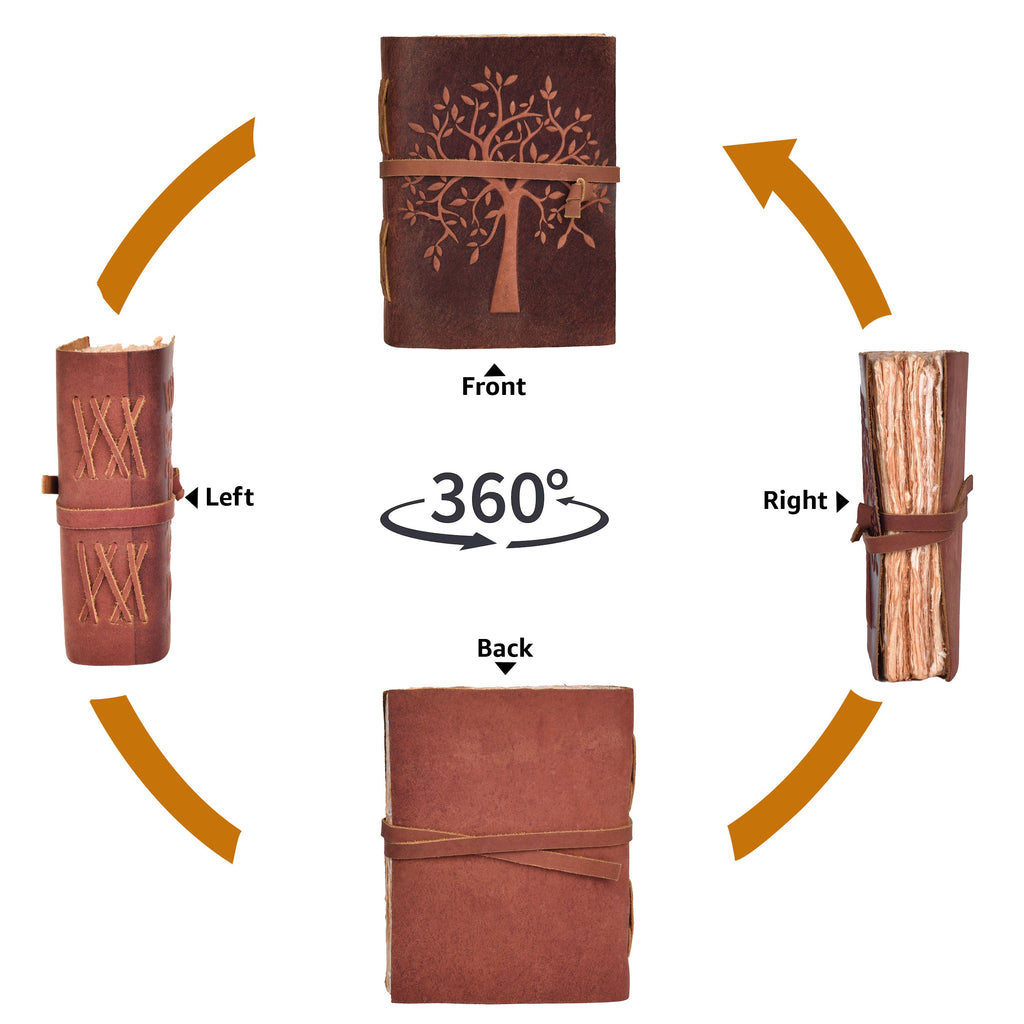 Tree of Life Leather Journal- Red Brown Leather Village