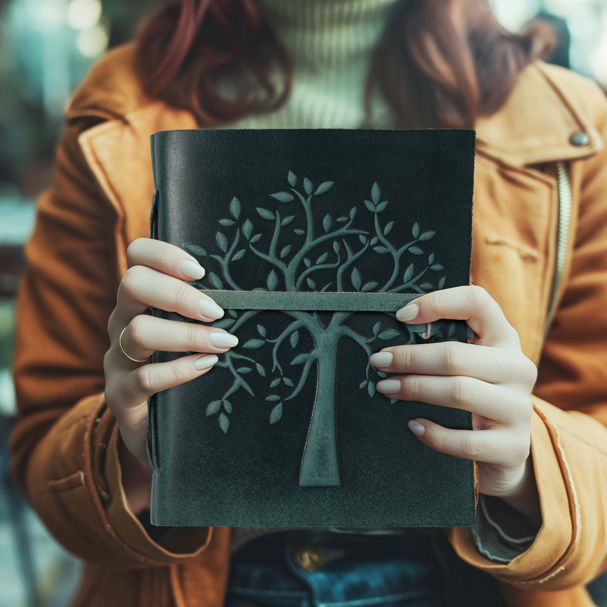 Tree of Life Leather Journal- Turquoise Leather Village