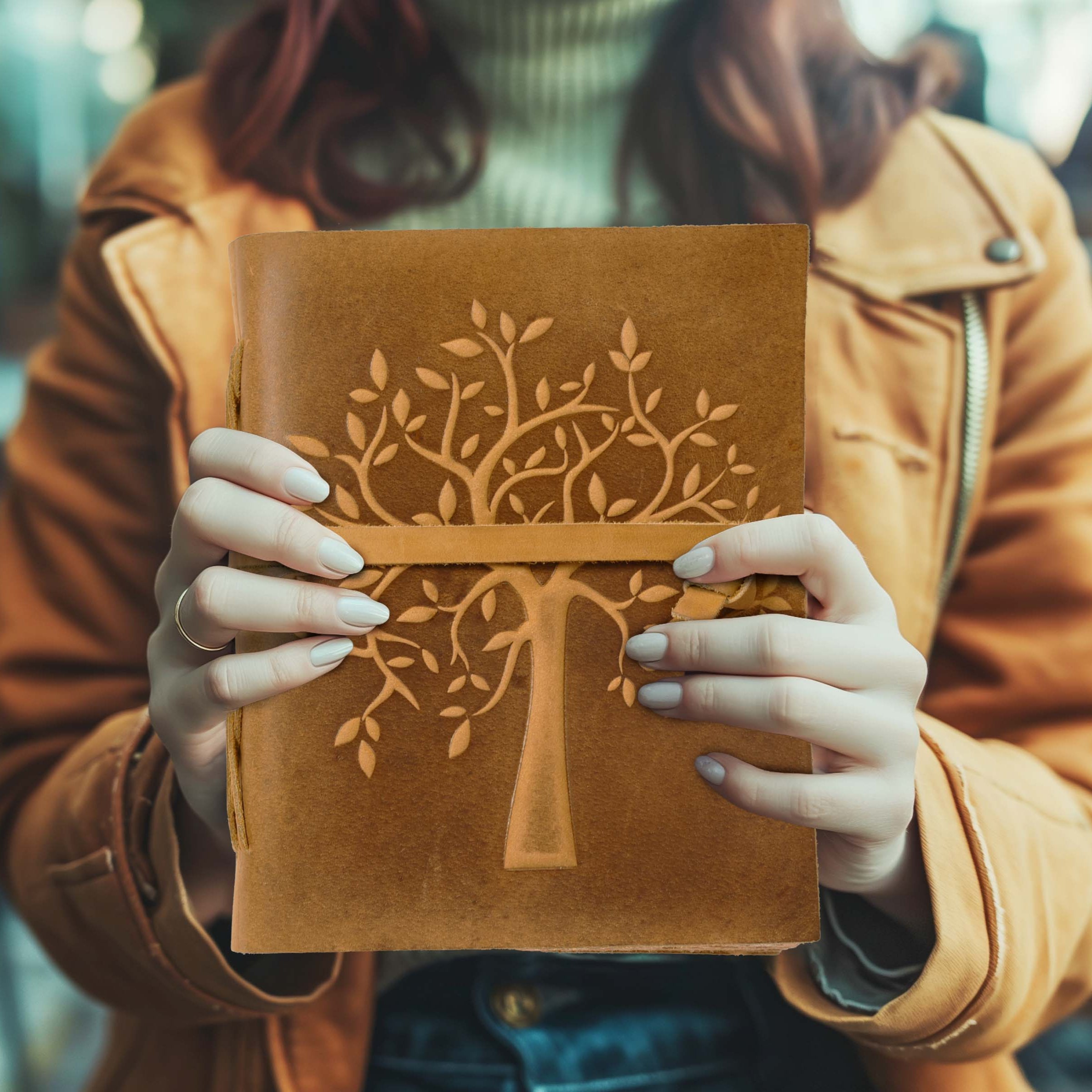 Tree of Life Leather Journal- Yellow Leather Village