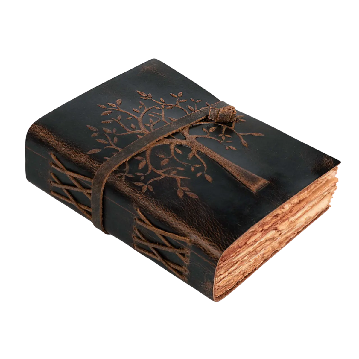 Tree of Life Journal- Distressed Brown Leather Village