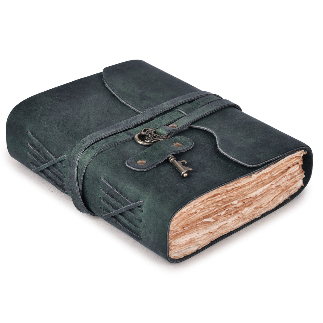 HANDCRAFTED VINTAGE LEATHER JOURNAL WITH ANTIQUE KEY - BOOK OF SHADOWS JOURNAL FOR MEN & WOMEN