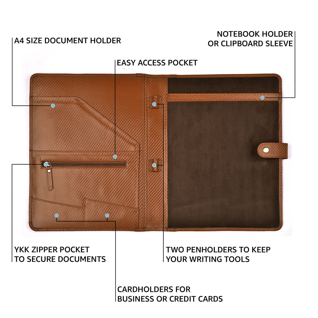 Leather Village carbon black premium office document organizer