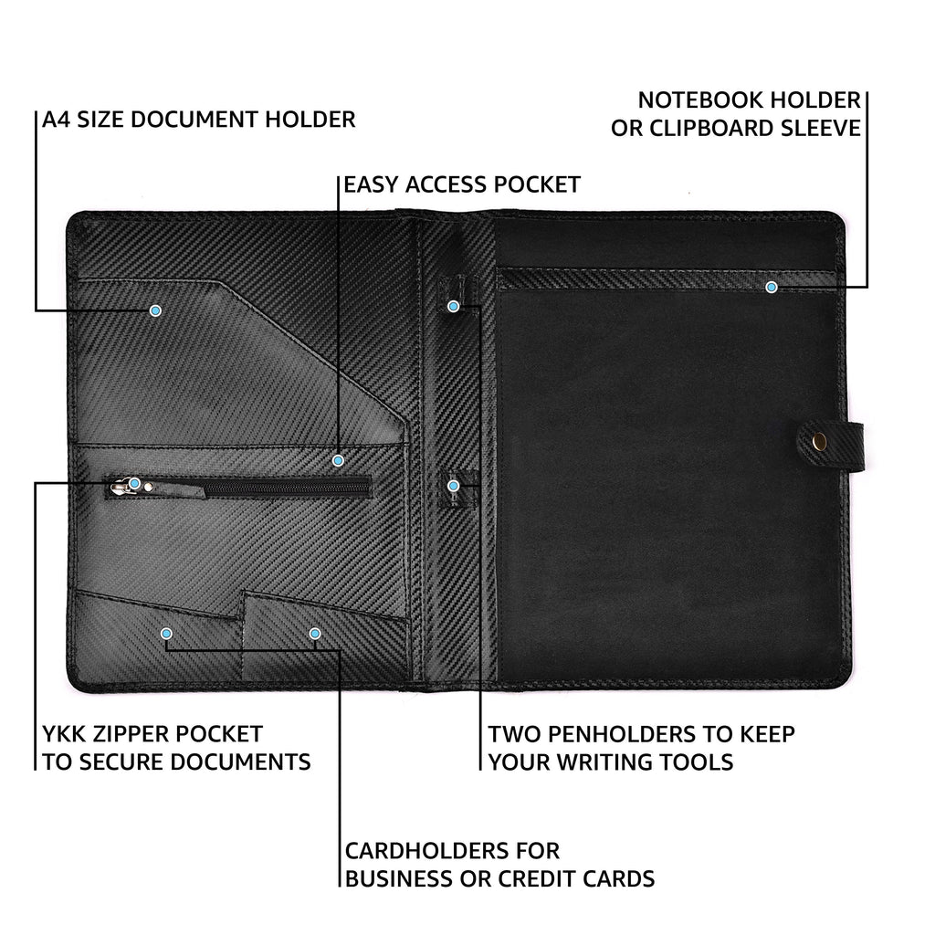 Leather Village carbon fiber leather portfolio folder office