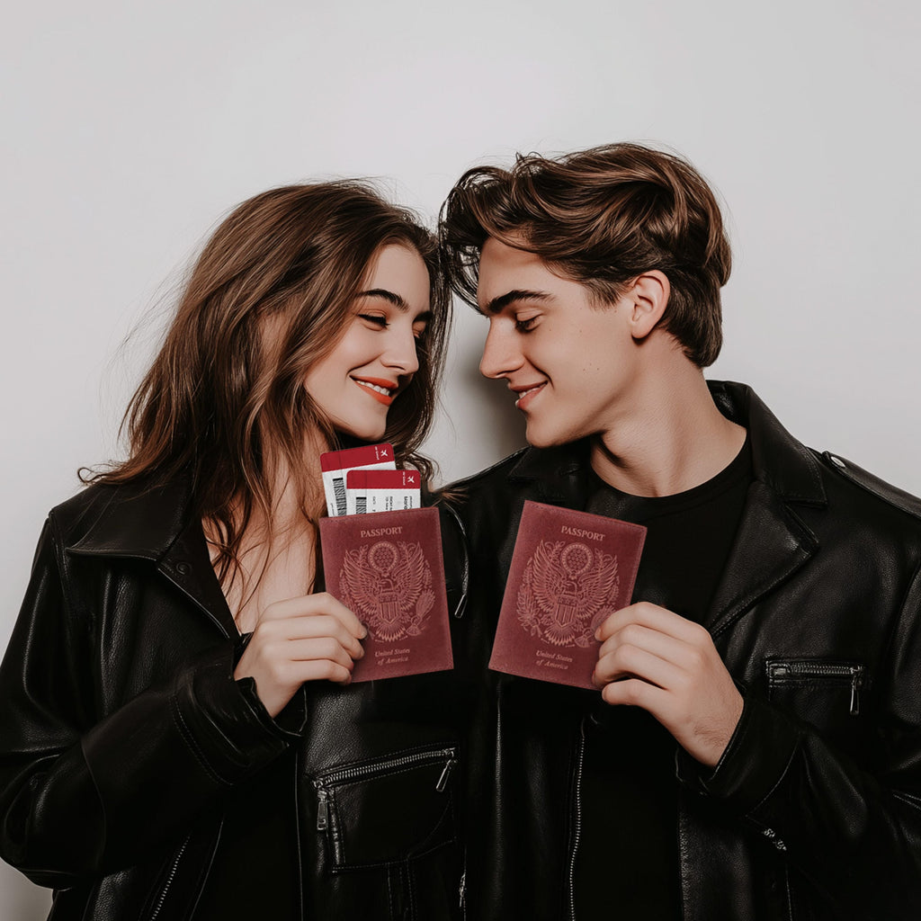 Leather Village red premium leather travel passport case