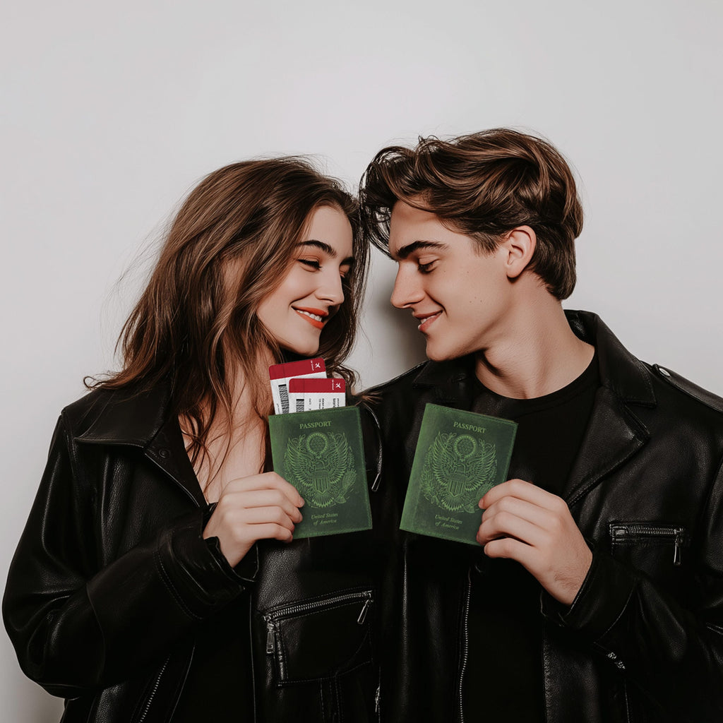 Leather Village green premium leather travel passport case