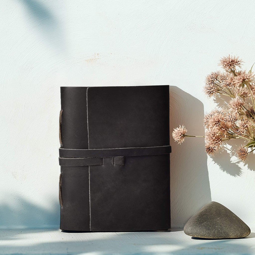 Leather Village vintage lined paper leather writing notebook