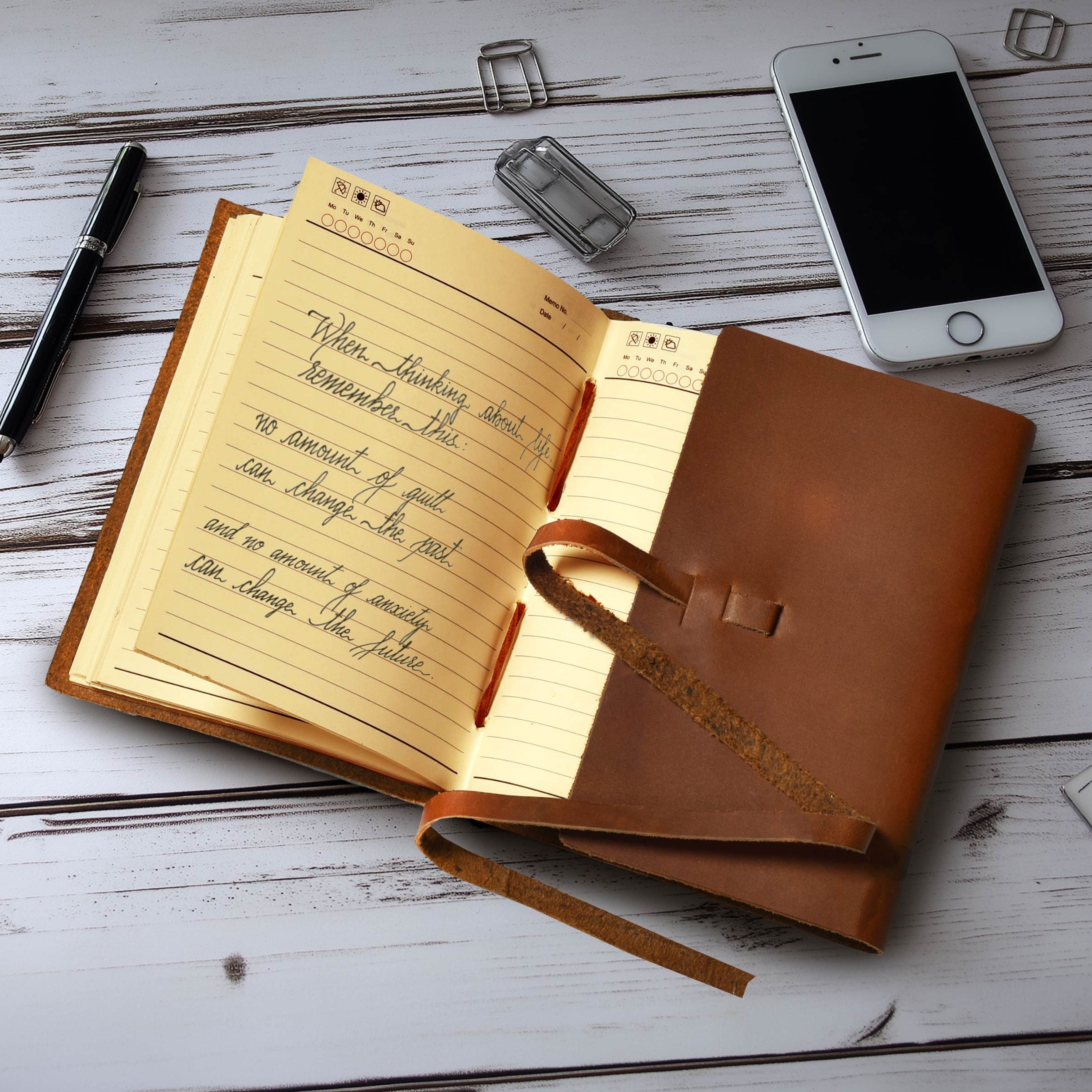 Leather Bound Journal - Vintage Lined Paper - 260 Antique Pages