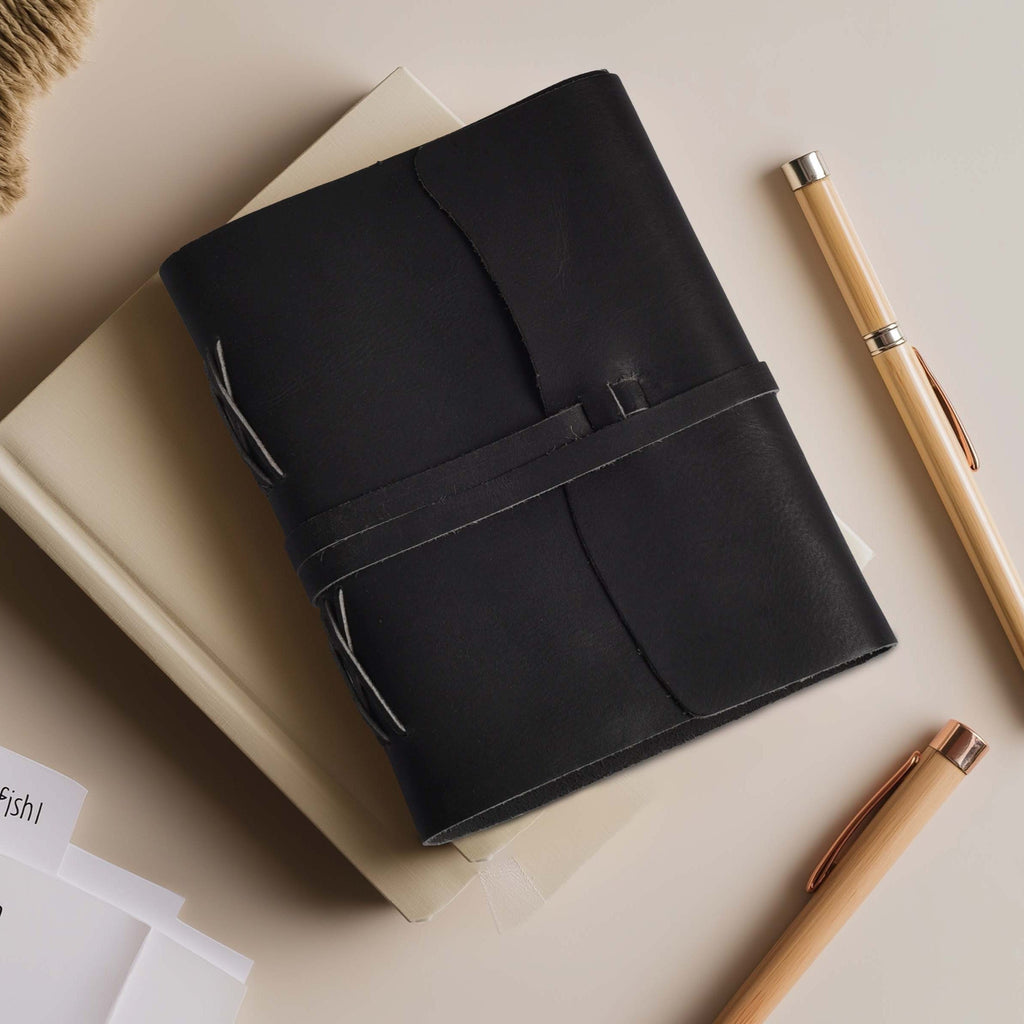 Leather Village vintage lined paper leather writing notebook