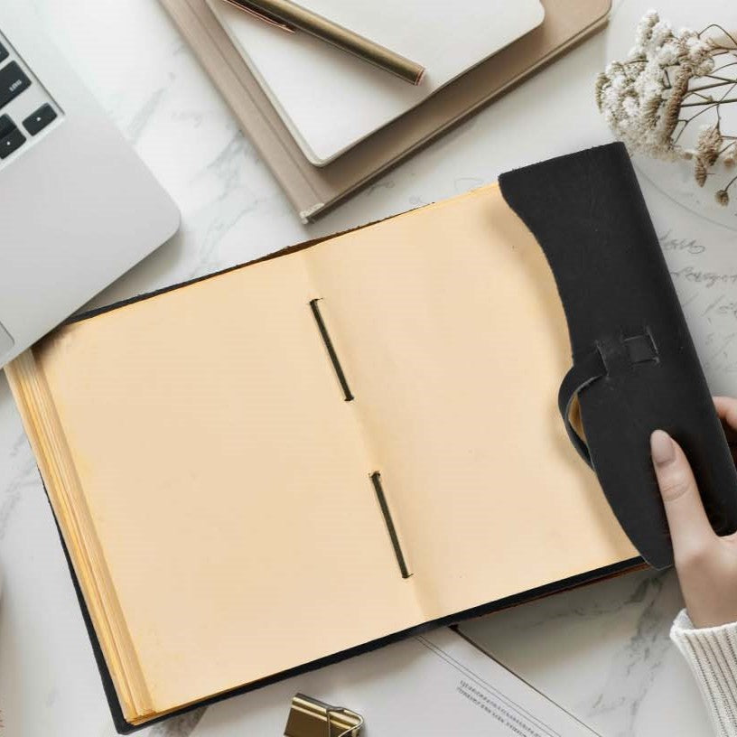 Black - Color -Leather Journal Notebook 