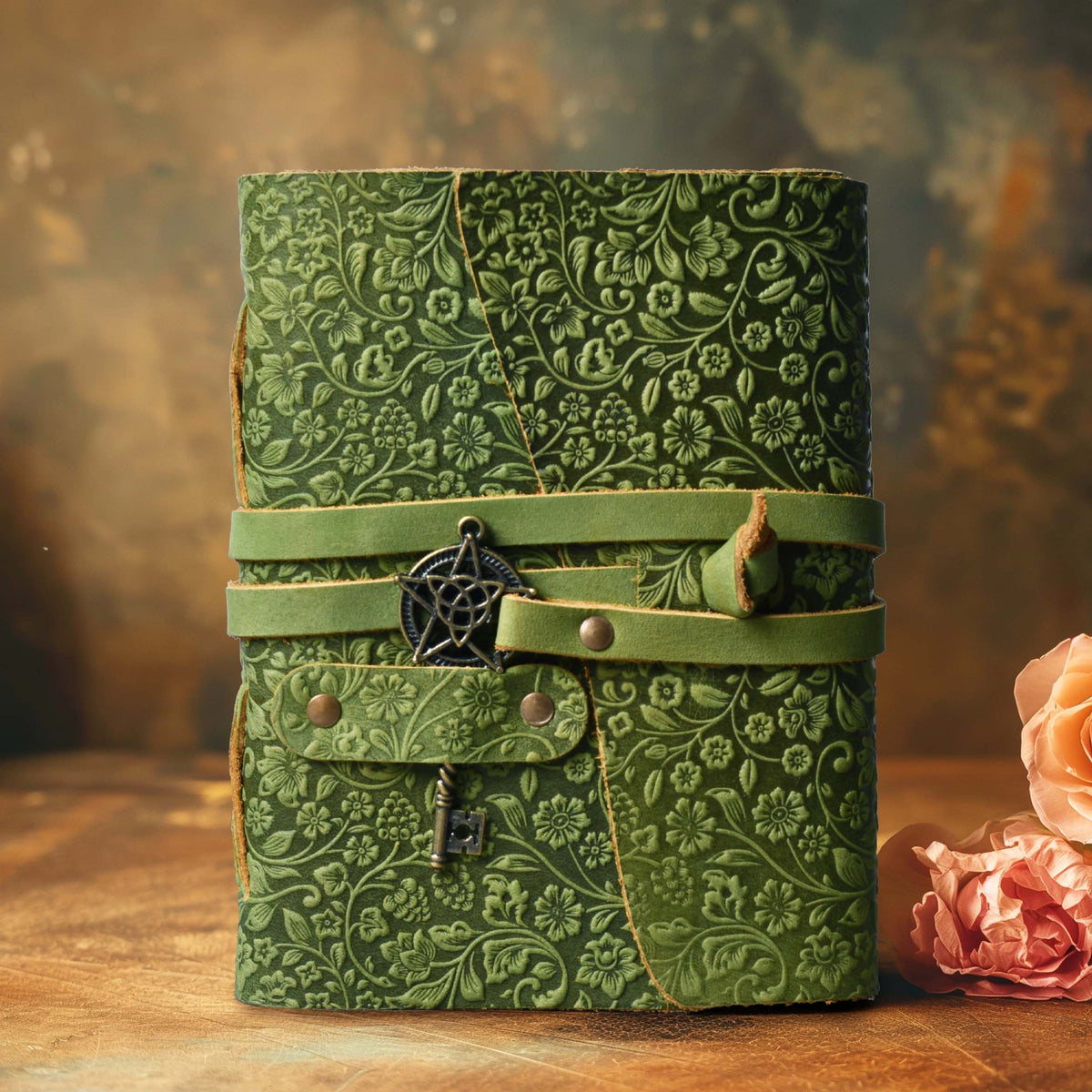 Green Color - Handmade Leather journal 