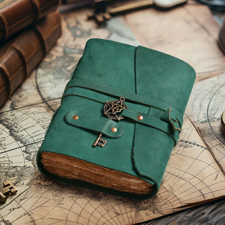 LEATHER VILLAGE Vintage Leather Bound Journal - Rustic Brown, 7"X5", 200 Deckle Edges Pages, Blank Paper Diary for Writing, Drawing, Sketch & Notebook for Women and Men