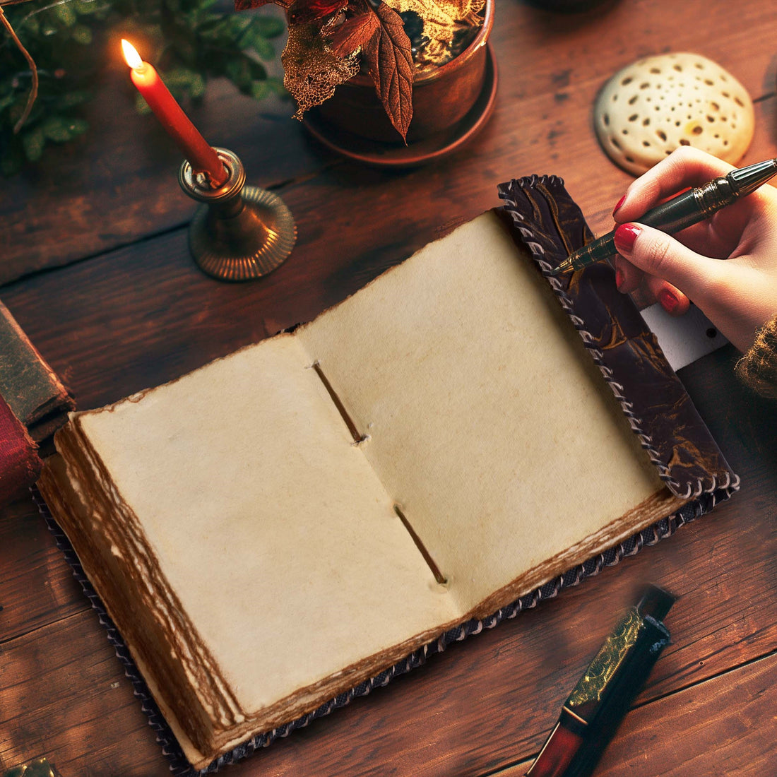 deckled edge paper, leather journals for writing, book of shadows, leather phone holster, mens 