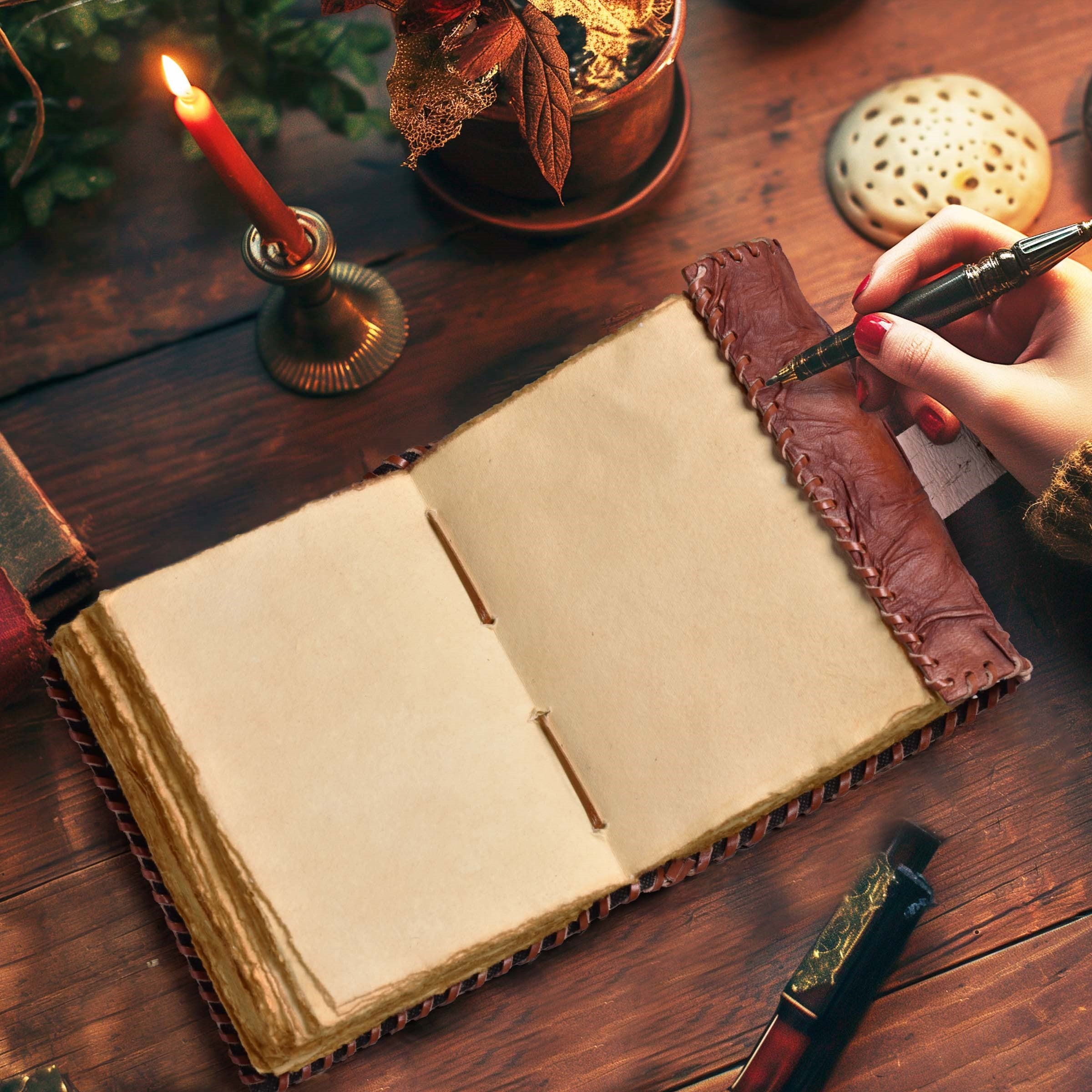 journal, grimoire, sketchbook, wanderings deckle, vintage decor, harry potter books set, art 