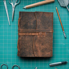 Lined Vintage Paper Notebook- Distressed Brown Leather Village