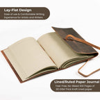 Leather Journal Kraft Lined Paper-Distressed Brown Leather Village