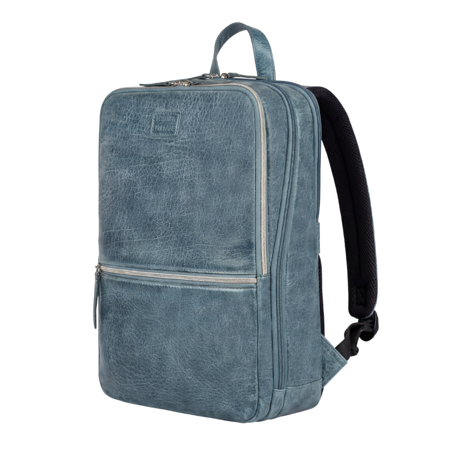 Teal Blue Leather Laptop Backpack for Work & Travel Leather Village