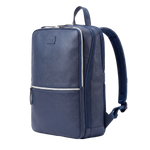 Blue Leather Laptop Backpack for Work & Travel