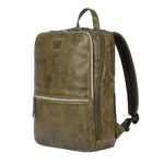 Olive Leather Laptop Backpack for Work & Travel