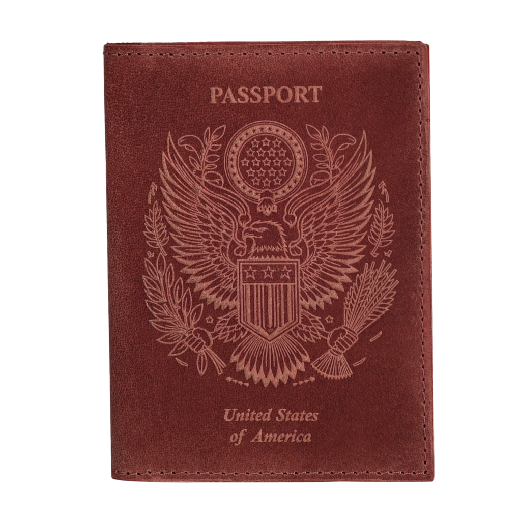Leather Village red genuine leather passport cover slim wallet