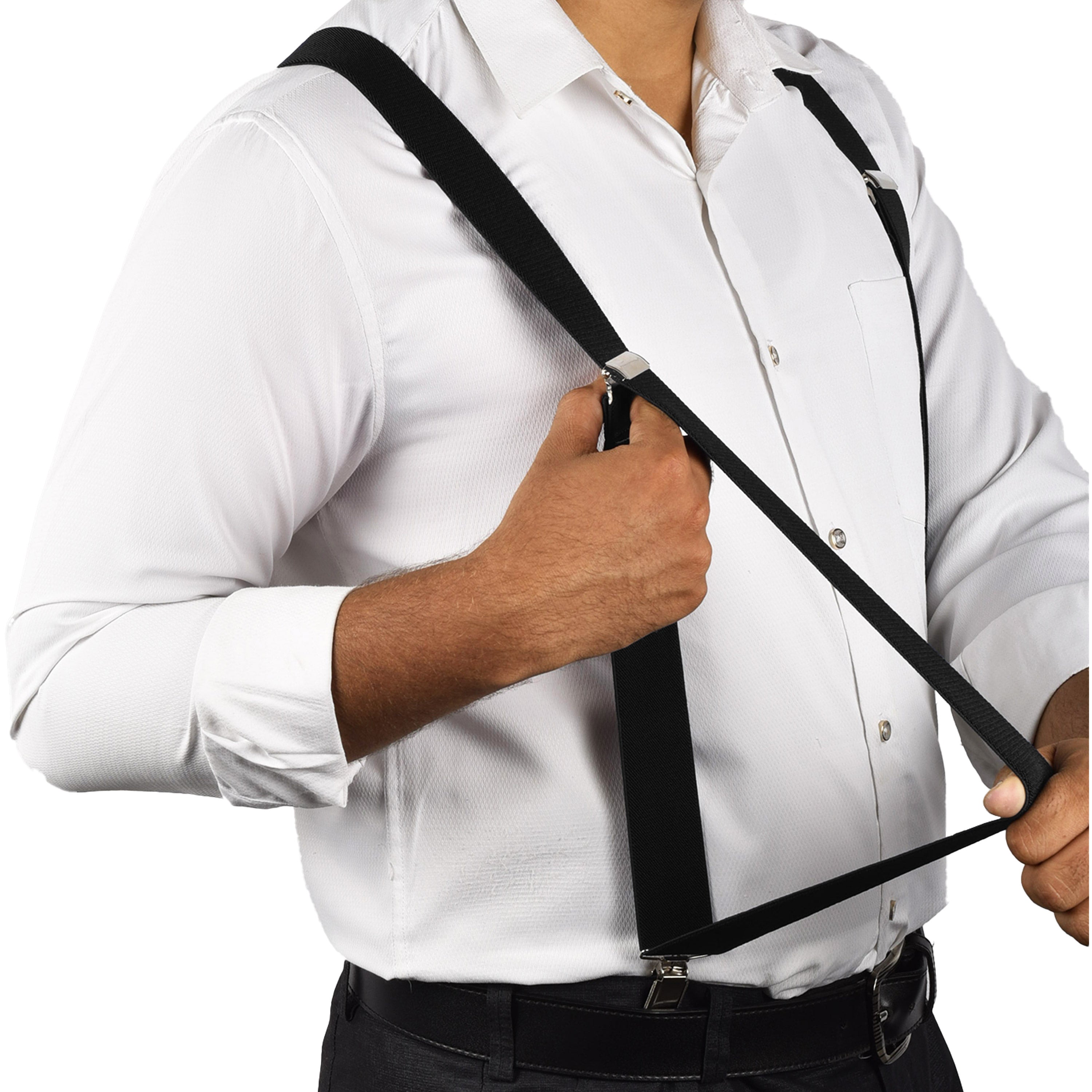 Adjustable Suspenders for Men & Women X-Back Elastic Braces with Strong Clips, Classic Style for Any Occasion