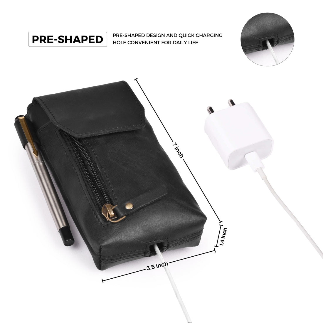 Leather Phone Holster Pouch - Black